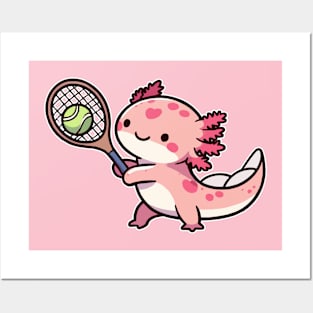 Axolotl funny Play Tennis Posters and Art